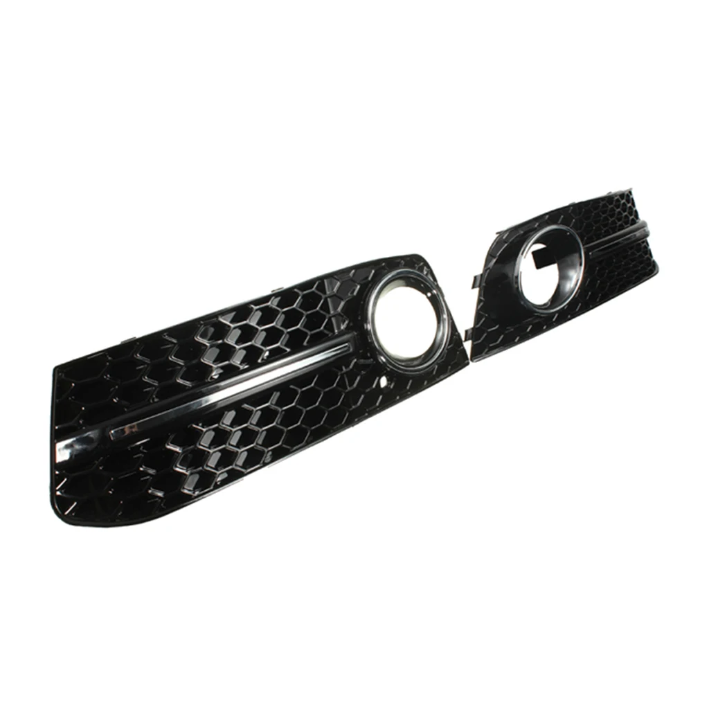 Grill Black Front Fog Light Lamp Covers Trim Guard for Audi A4 B8 09-11