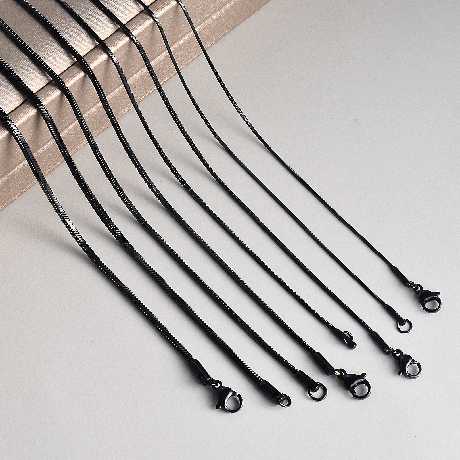 Stainless Steel Necklace 1 Piece Square Snake Chain Men Women Jewelry Width 0.9/1.2/1.5/2.0mm