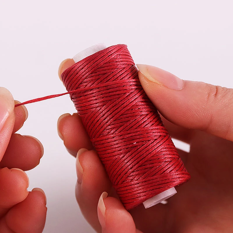 50m 0.8mm Flat Waxed Thread Cord Leather Sewing Hand Stitching Thread Leather Craft Tools
