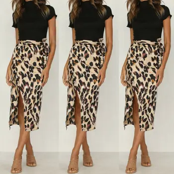

Summer Women Bandage Leopard Beach Cover Skirts Women Bodycon High Waist Evening Party Club Skirts 2020 New Fashion Ladies
