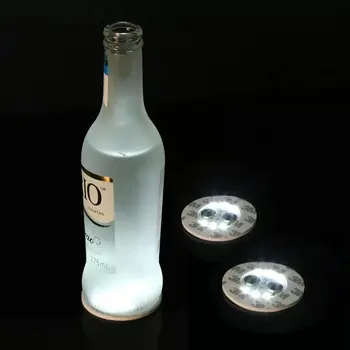 

12pcs/lot Super bright 3mm 6LED Flash Light Bulb Wine Bottle Cup Mat Coaster LED glorifier mini glow stick Club Bar Party-White