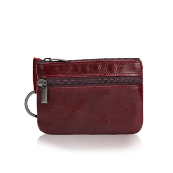 

50PCS / LOT Genuine Leather Zero Wallet Card Bag Retro Zipper Key Coin Storage Men Women Card Holders Multifunctional Wallet