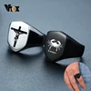 Vnox Stylish Personalize Shield Flat Top Ring for Men Black Stainless Steel Gents Signet Stamp Ring Punk Male Jewelry ► Photo 1/6