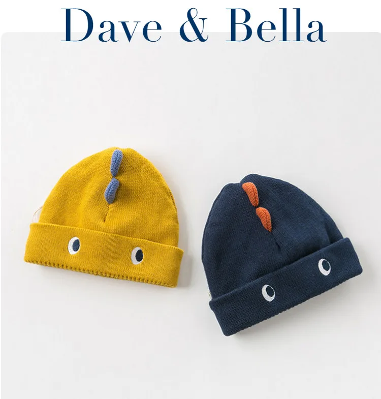 DBW11729 dave bella осень зима для маленьких мальчиков темно-синий/желтый жаккард хлопок шерсть шляпа