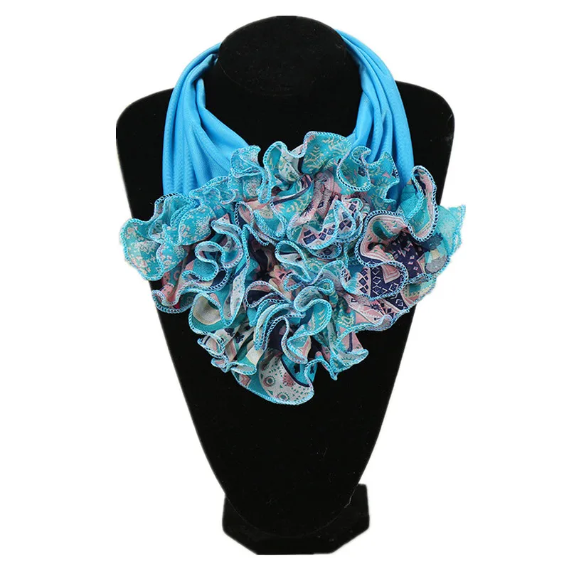 New Trend Women Scarf Floral Collar Scarf Luxury Big Flower Neckerchief Ring Neck Scarves Fashion Bandana Head Hijab For Ladies - Цвет: AY8