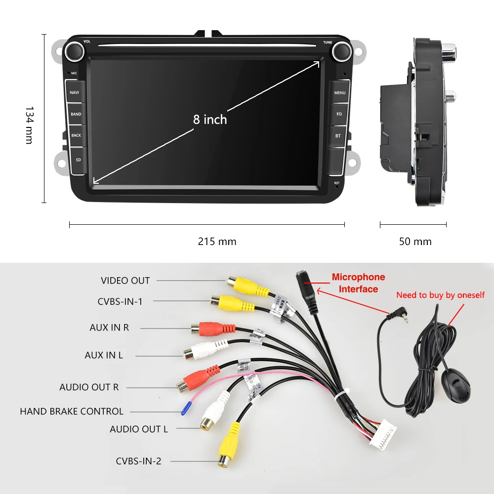 Flash Deal Android 9.1 2+16G 2 din Multimedia DVD PLAYER 8 inch for VW passat b6 golf 4 5 6 polo tiguan Seat Altea Toledo BORA RADIO 47 4
