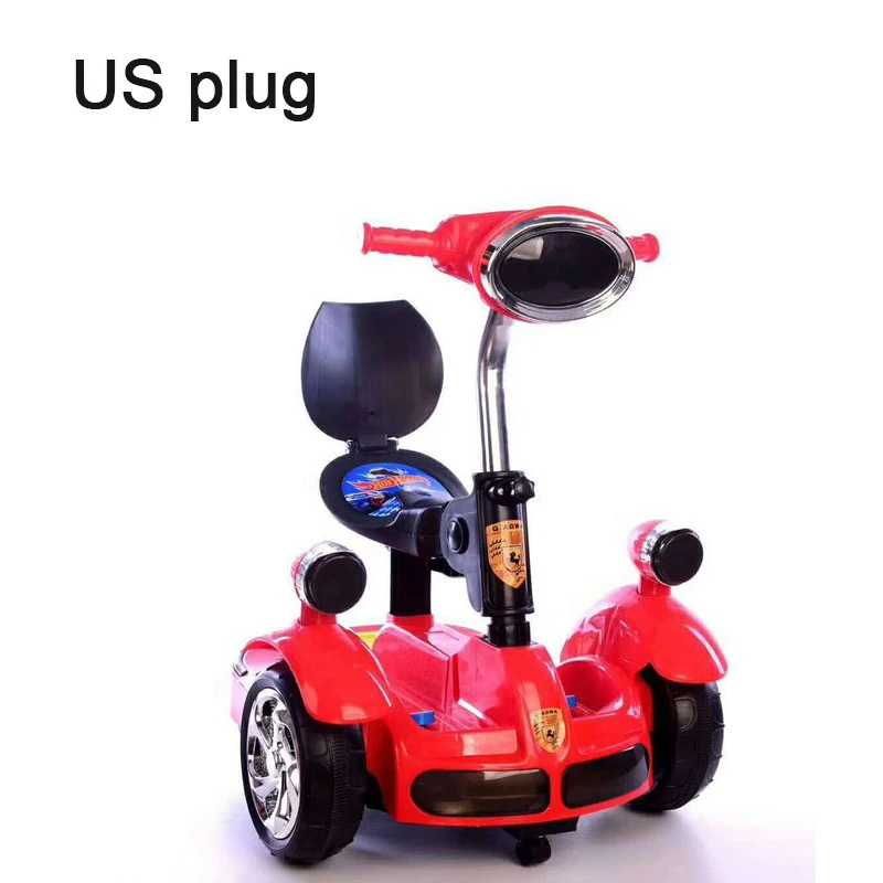 Детский Электрический балансировочный автомобиль четыре колеса с дистанционным управлением светильник музыка RC Мотоцикл Велосипед Развивающие игрушки для девочек и мальчиков - Цвет: Red US plug
