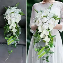 AYiCuthia водопад фиолетовые Свадебные цветы Свадебные букеты Искусственные Свадебные букеты букет De Mariage Роза A164