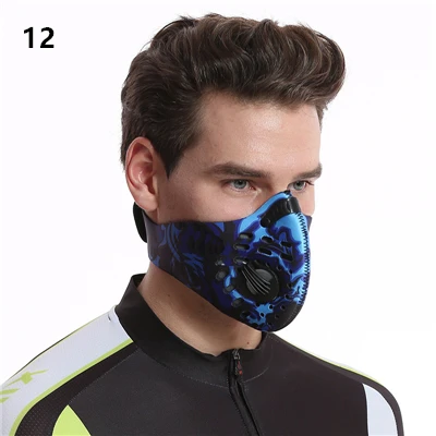 12 Новая велосипедная маска MTB анти-смог Губка Маска для лица PM2.5 рот-Муфельная респиратор против пыли для верховой езды тренировочная маска для мужчин и женщин - Цвет: 12