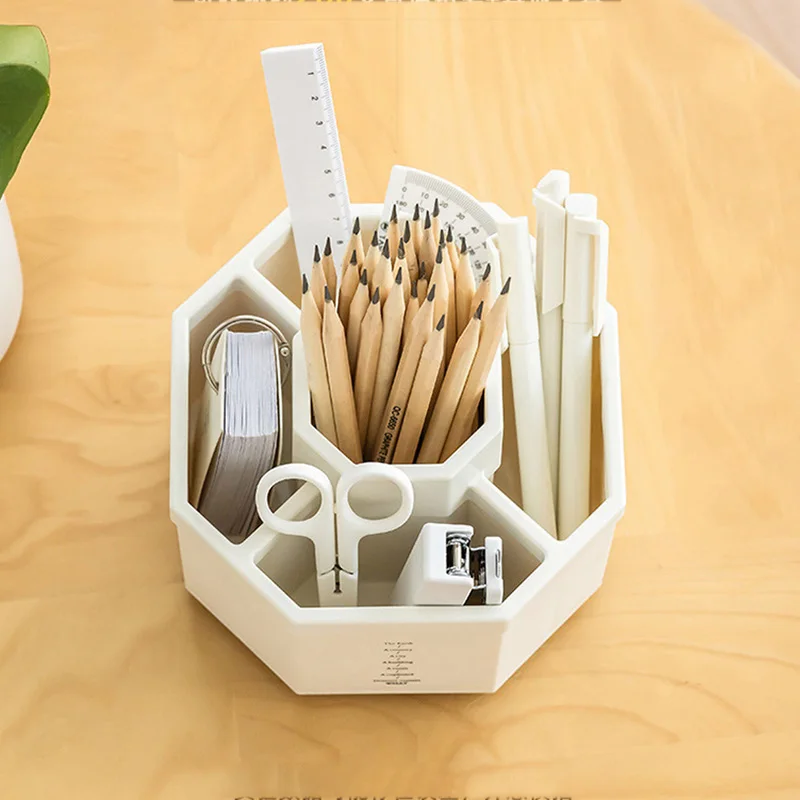 Pen Holder Desk Organizer 360&deg; Rotating Large Capacity Pencil Storage Box Desktop School Office Stationery