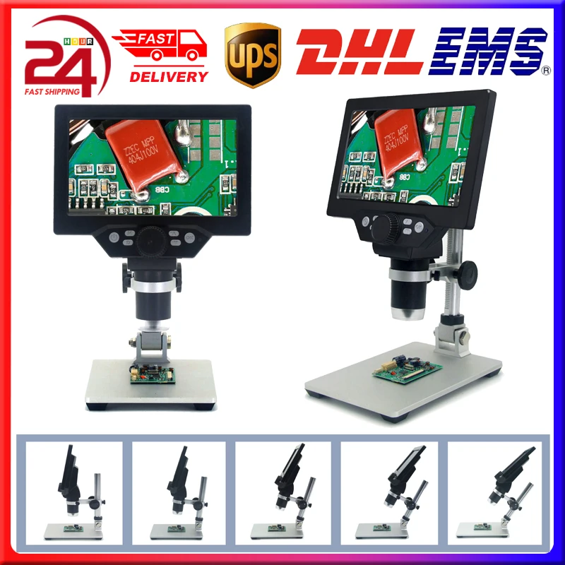 US $63.99 G1200 7 Inch 12MP 11200X Digital Microscope for Soldering Electronic 500X 1000X Microscopes Continuous Amplification Magnifier