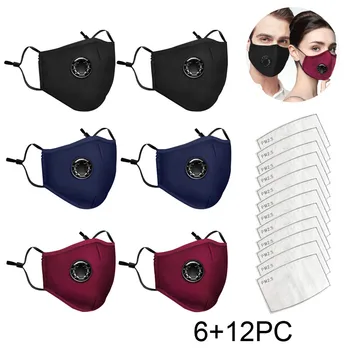 

6 Pcs Reusable Dustproof Face Mask With 12 Pcs Filters Pm2.5 Windproof Foggy Haze Pollution Face Mouth Cover Mascarillas