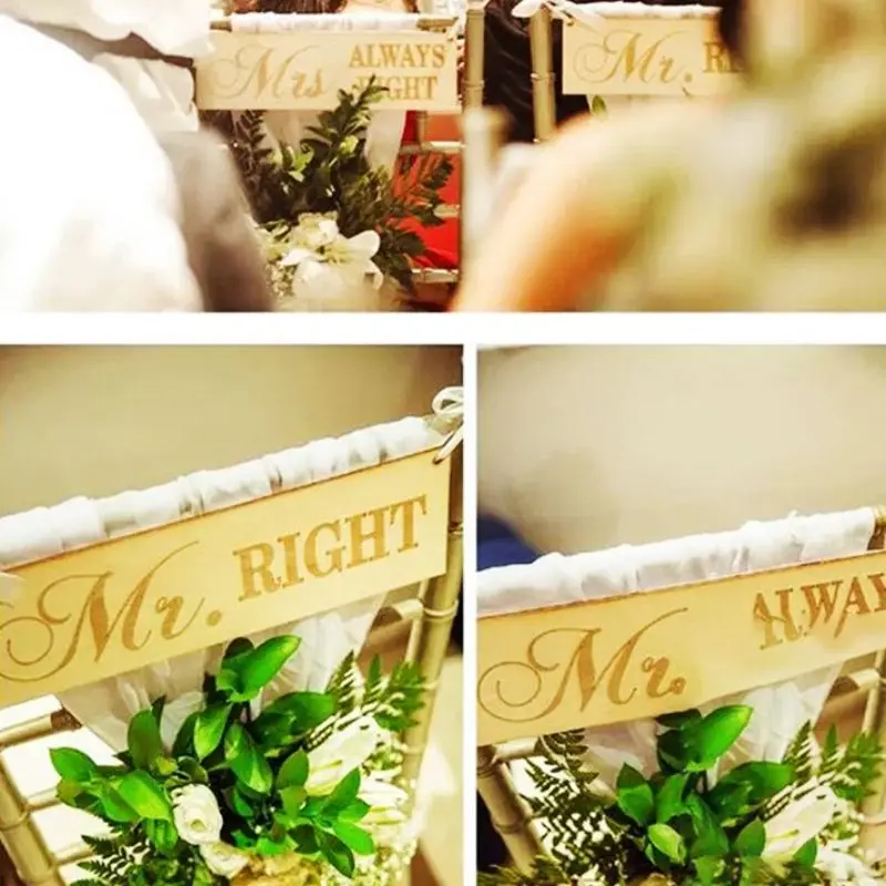 Деревянный знак Mr Right Mrs Always, табличка для свадебного выпускного бала, украшение для свадебного приема, набор для невесты, жениха, Висячие знаки