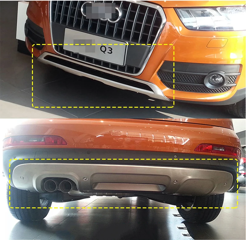 Передний+ Задний бампер протектор противоскользящая пластина для Audi Q3 2013-- аксессуары для стайлинга автомобилей
