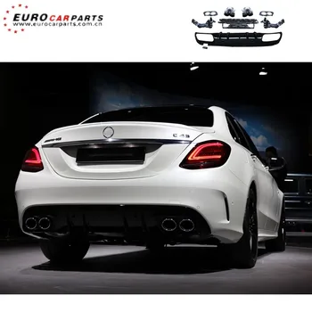 

W205 C43 sedan diffuser with pipes for C-class W205 sport 2014-2019y to C43 with oval exhaust tips