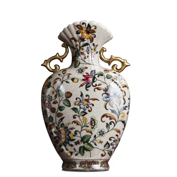 

European double ear vase porcelain antique home decoration classical American Ornament New Chinese antique porcelains luxury