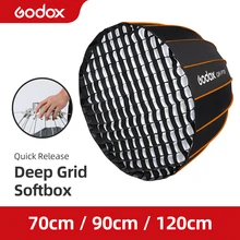 Godox QR P70 70CM QR P90 90CM QR P120 12CM hızla yayın parabolik derin Softbox + için petek izgara Bowens dağı stüdyo flaş