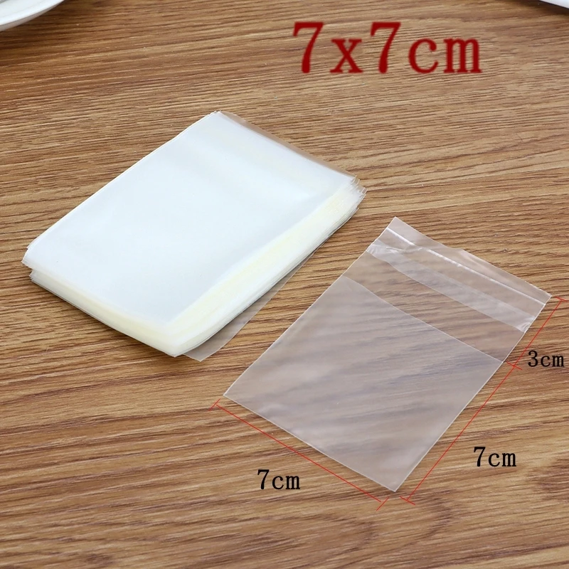 7x7cm 100 шт./лот, матовые прозрачные пластиковые конверты, сумка, много размеров, печенье на десерт, самоклеющиеся пакеты, свадебный подарок, конверт, сумка - Цвет: 7x7cm
