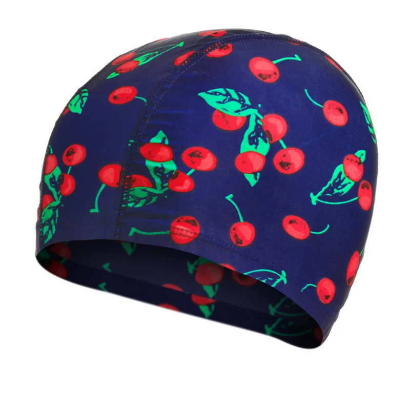 Sfit Men & Women Free Size Elastic Waterproof PU Swim Cap Fabric Protect Ears Long Hair Sports Swim Pool Hat Diving Swimming Cap