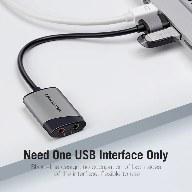 Vention USB 2.0 ܺ  ī 3.5mm USB  USB-ũ Ŀ Macbook Ʈ PC USB    ̽