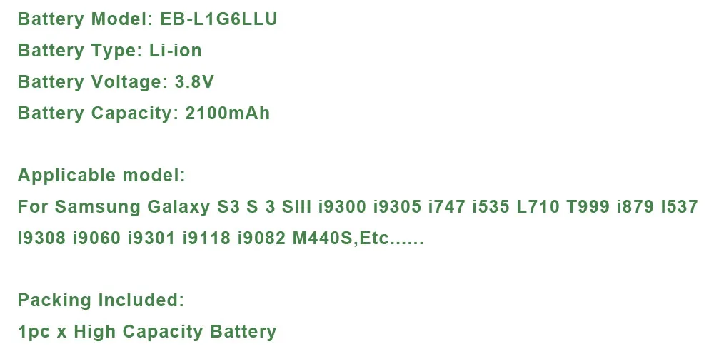 EB-L1G6LLU Батарея для samsung Galaxy S3 S 3 SIII i9300 i9305 i747 i535 L710 T999 i879 I537 I9308 i9060 i9301 i9118 i9082 M440S