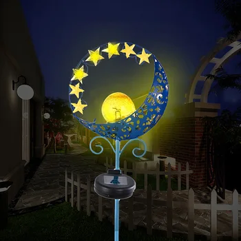 

Metal Crafts Moon Solar Plug-in Creative Iron New Garden Plug-in Lawn Lamp