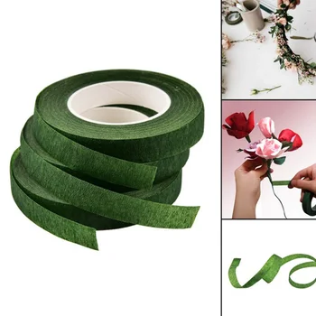 

4 Rolls 30m Artificial Floral Green Paper Adhesive Tape Floral Ribbon Wire Handmade Dly Material