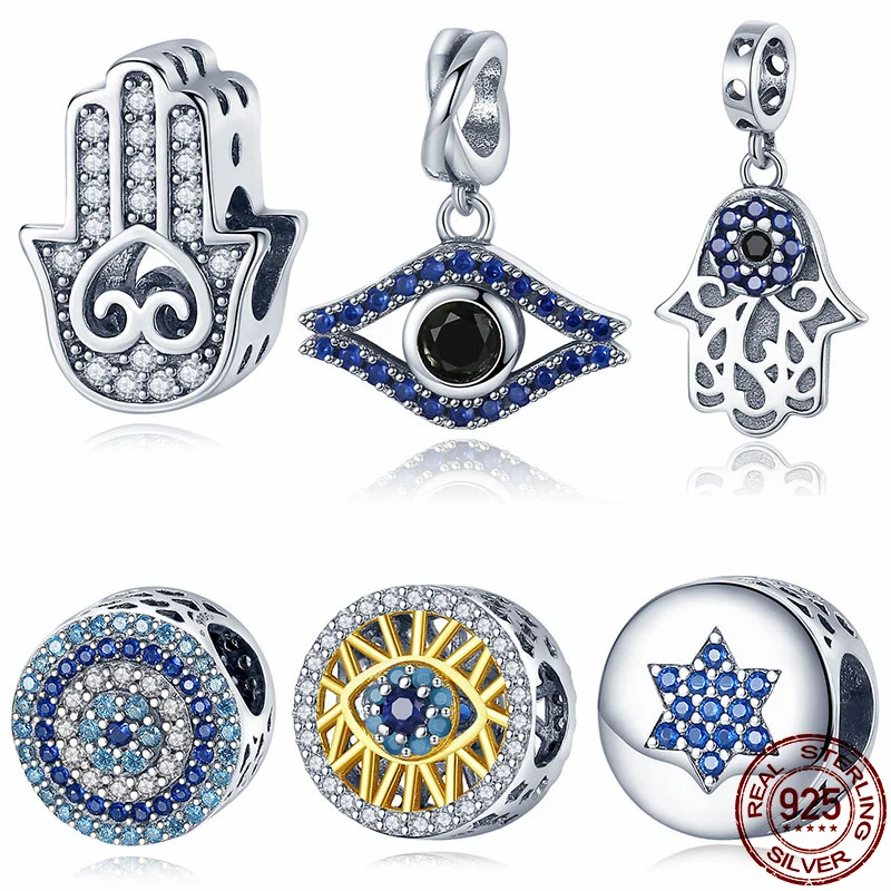 Eyes Beads Jewelry Charms Bracelet-Making 925-Sterling-Silver Design S925 Original DIY