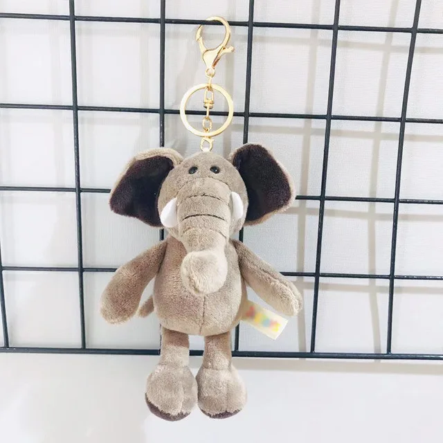 Cute Cartoon Animal Plush Keychain 13cm-15Cm Turtle Elephant Monkey Tiger Lion Hippo Raccoon Bear Rabbit Wolf Penguin Bulldog 5