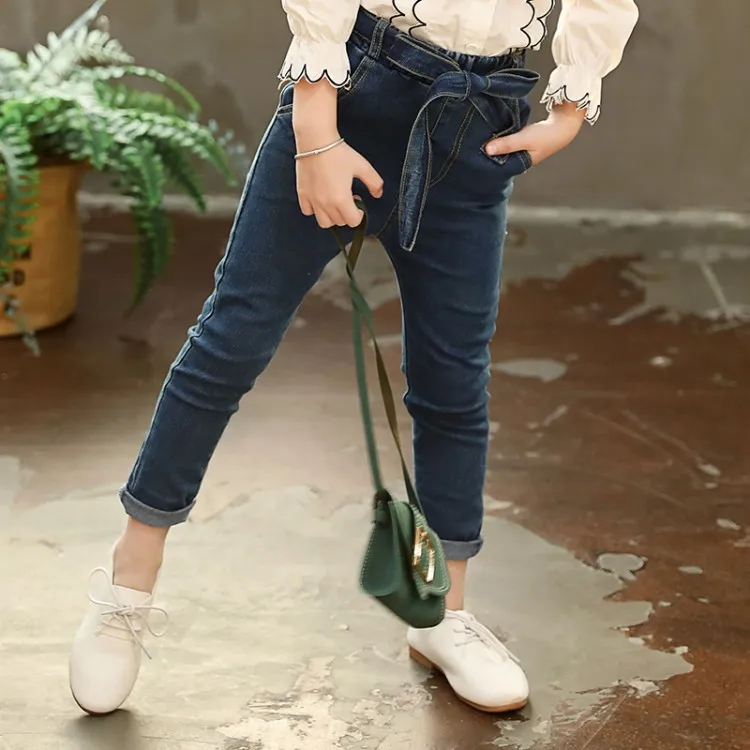

Girls' Jeans 2019 New Style Big Boy Outer Wear Thin Type for Spring And Autumn Children Tight Elasticity Skinny Western Style Fa