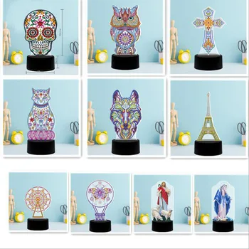 

New Design 7 Colors Available Table Lamp LED 5D Diamond Painting Light Diamond Mosaic Embroidery Cross Stitch Animal Home Deco