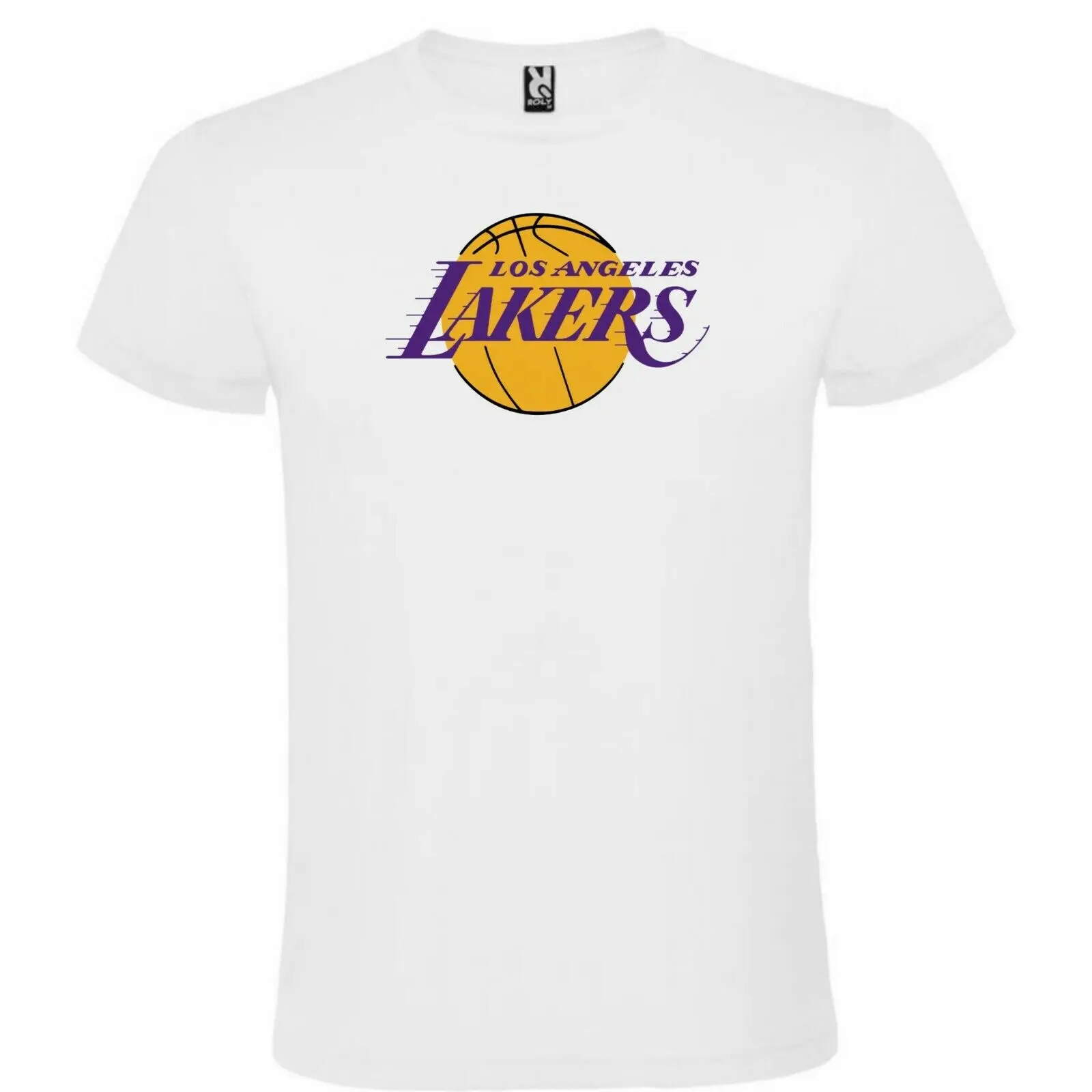 

T-Shirt LA Lakers Logo White Man S M L XL XXL 100% Cotton Short Sleeve- show original title Short Sleeve Tee Shirt Free Shipping