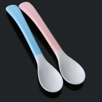 

2 Pcs High Quality Tableware Baby Head Spoon Soft Silicone Soft Key Cutlery Flatware Set Children Silicone Colorful Tableware