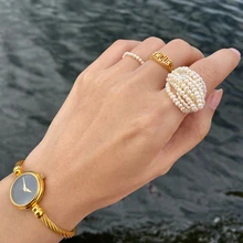 MENGJIQIAO новые корейские элегантные многослойные кольца ручной работы с искусственным жемчугом для женщин, студенческие ювелирные изделия, вечерние кольца, подарок