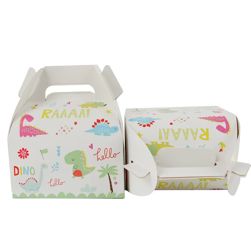

6pcs/Dinosaur Candy Box Gift Bags Handle Happy Birthday For Kids Party Decor Supplies Christmas Paper Gift Boxes