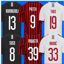Ac jersey 19 20 AC milan soccer jersey PIATEK PAQUETA SUSO CALDARA CUTRONE ROMAGNOL S. CASTILLEJO Футбольная Футболка AC milan