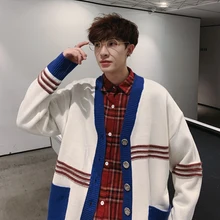 UYUK Осень Зима Повседневный свободный с красивым модным корейским v-образным вырезом мужской кардиган свитер одежда Hombre