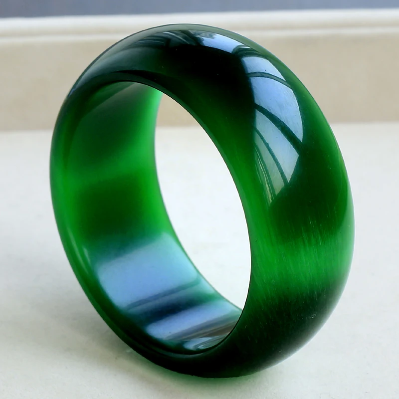 

Green Opal Bracelet dark green shiny emerald green large wide thickened crystal bracelet with jade bracelet