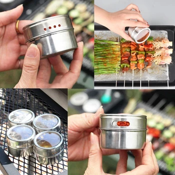

New Stainless Steel Spice Jar Kitchen Accessories Seasoning Container Bottle Glass Pepper Salt Shaker Cruet Condiment Cooking To
