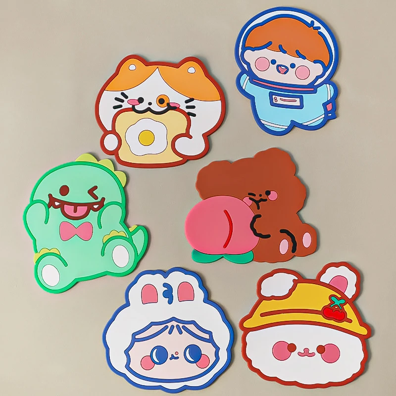 Heat Resistant Mat Coasters Cartoon Shaped Silicone Mat Coasters Non-Slip Pot Holder Table Placemat Kitchen Accessories Tools