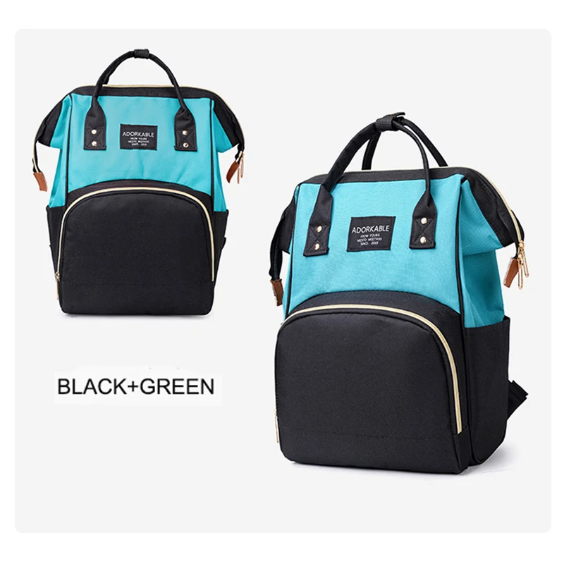 BLACK GREEN Модная сумка для подгузников, детская сумка, рюкзак Mochila, органайзер для мамы и ребенка, большая сумка для мамы, папы - Цвет: BLACK GREEN