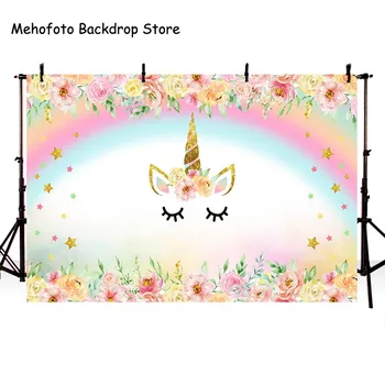 

Mehofoto Unicorn Backdrop Birthday Party Background Newborn Baby Shower Backdrops for Photo Shoot Vinyl Cloth Seamless