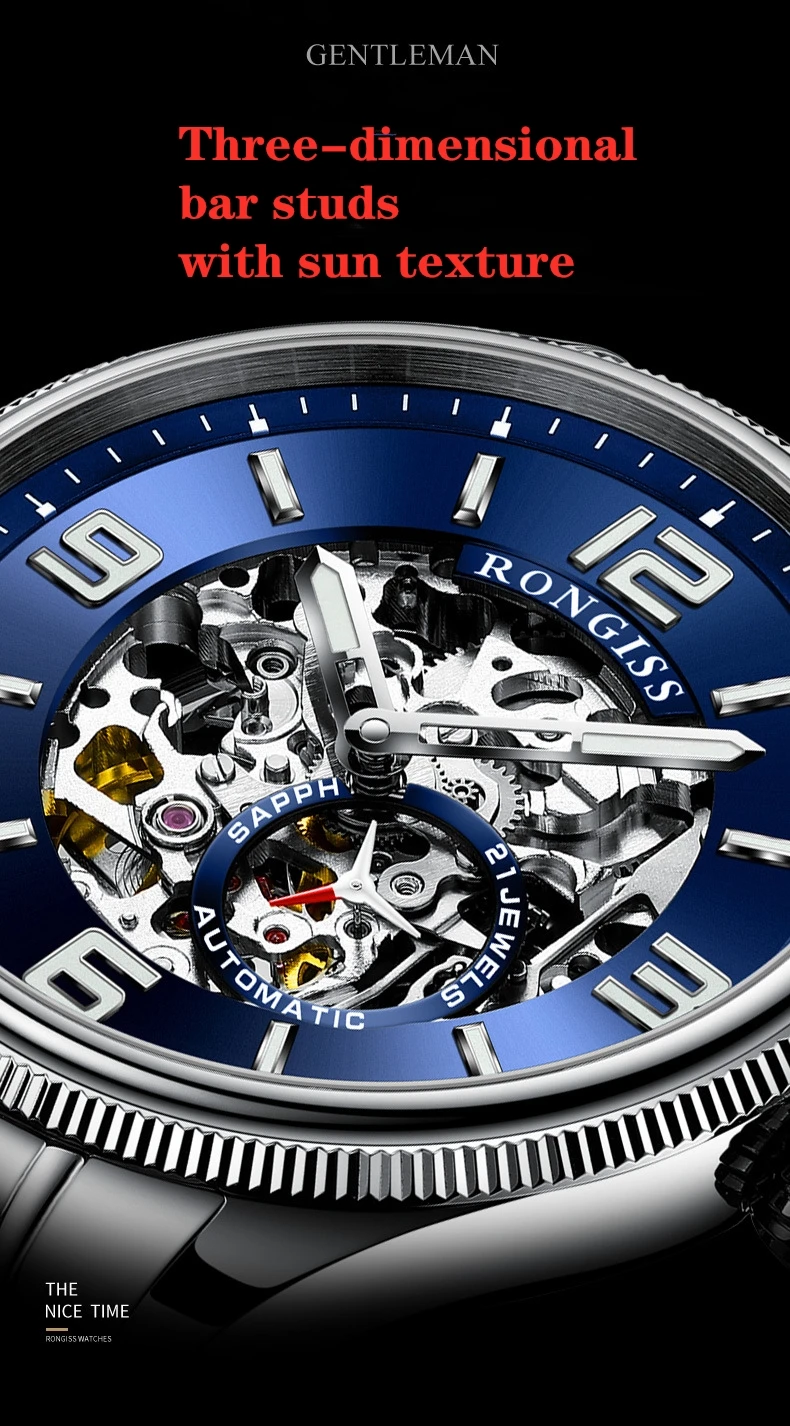 Luxury men watch brand hollow automatic mechanical male wristwatch new fashion trend selling personality business man watches