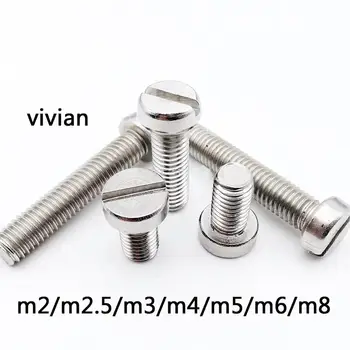 

50pcs M2 M2.5 M3 M4 M5 M6 304 stainless steel GB65 slotted cap head cylindrical cheese head bolt -