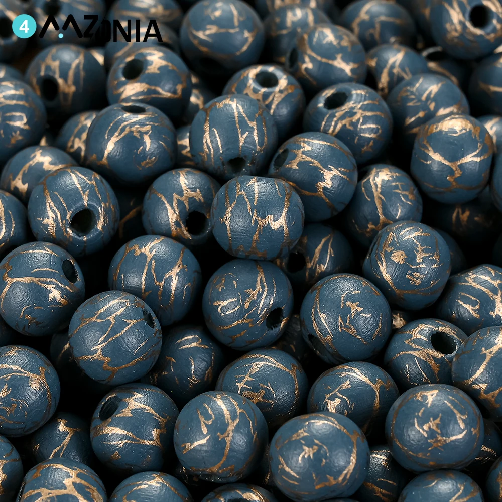 Leopard Pattern Natural Wood Beads - 10mm Dyed Spacer Beads for DIY Jewelry and Bracelet Accessories