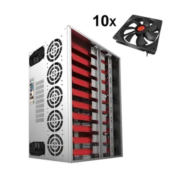 

Crypto Coin Open Air Mining Frame Rig Graphics Case ATX Fit 12 GPU Ethereum ETH ETC ZEC XMR Magnalium Alloy 12cm Fans