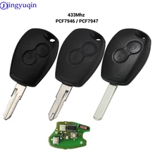 Jingyuqin 10p Автомобильный Дистанционный ключ Костюм для Renault Megane Modus Clio Kangoo Logan Sandero Duster ASK PCF7946/PCF7947 с чипом 433 МГц