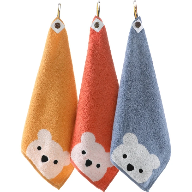 Toallas para la cara para niños, bonito patrón de oso de dibujos animados, toalla suave para manos de algodón, productos de baño para niños WXTD
