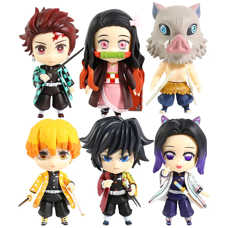 Demon Slayer Kamado Tanjirou Nezuko Hashibira Inosuke Agatsuma Zenitsu Tomioka Giyuu Kochou Shinobu ПВХ фигурки героев игрушки