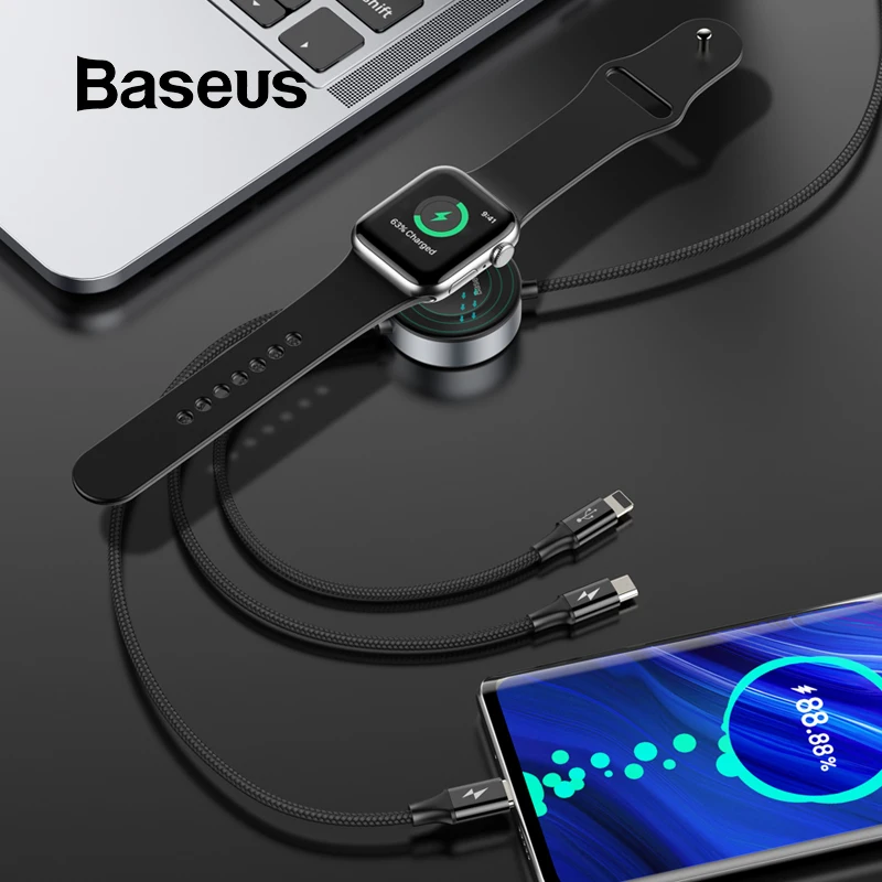 Baseus все в одном Беспроводное зарядное устройство для Apple Watch зарядное устройство кабель для iPhone Зарядка 4 в 1 USB кабель для Apple Watch серии 4 3 2